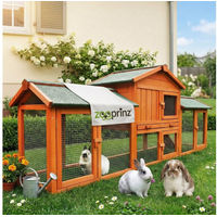 Produktbild von Zooprinz Kleintierstall Modell XXL mit Freilaufgehege aus Holz für Kaninchen und Meerschweinchen 210x85x54 cm Braun