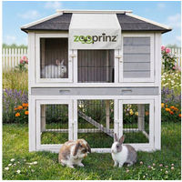 Produktbild von Zooprinz Kleintierstall Stadtvilla 2-stöckig für Kaninchen und Meerschweinchen aus Holz mit Bitumendach und Kotschublade 118 x 118 x 63 cm