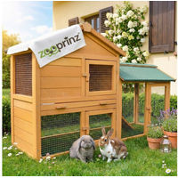 Produktbild von Zooprinz Kleintierstall Villa mit Auslauf aus Kiefernholz für Kaninchen und Meerschweinchen 147x85x53 cm Braun