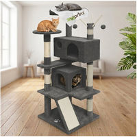 Produktbild von Zooprinz Kratzbaum Kitty XXL für Katzen mit Sisalstämmen und 2 Höhlen in Grau und Schwarz