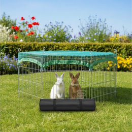Zooprinz Laufstall aus Metall mit wasserfestem Bodenschutz für Kaninchen, Meerschweinchen und Hunde, Grünes Gittergehege Stecksystem – Bild 1 von 5
