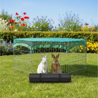 Produktbild von Zooprinz Laufstall aus Metall mit wasserfestem Bodenschutz für Kaninchen, Meerschweinchen und Hunde, Grünes Gittergehege Stecksystem