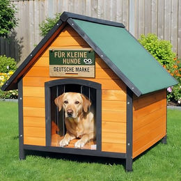 Zooprinz Premium Hundehütte Luna aus wetterfestem Holz mit Klappdach und Lamellentür für Hunde Grösse L – Bild 1 von 12