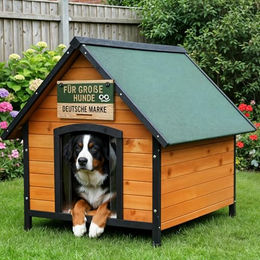 zooprinz Premium Hundehütte Luna aus wetterfestem Vollholz mit Lamellentür und öffnbarem Dach in XL – Bild 1 von 7
