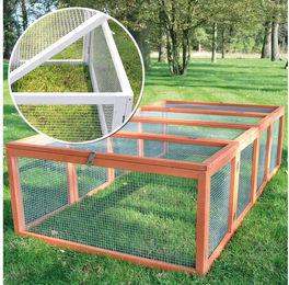 Zooprinz Rabbit Run Freilaufgehege aus Holz für Kaninchen und Kleintiere wetterfest 100x48x181 cm rot-braun – Bild 1 von 8