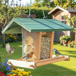 Zooprinz Vogelhaus aus Holz zum Aufhängen mit Plexiglas und Seil für Wildvögel – Bild 1 von 12