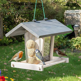 Zooprinz Vogelhaus aus Holz zum Aufhängen mit Plexiglas und Sitzstangen für Wildvögel – Bild 1 von 11