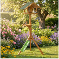 Produktbild von Zooprinz Vogelhaus aus Kiefernholz mit Ständer, Ablage und Futtersilo, wetterfest und winterfest, braun