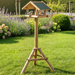 Zooprinz Vogelhaus XXL mit Ständer aus Holz wetterfest und stabil in Braun – Bild 1 von 13