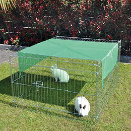 Zooprinz wetterfestes Metall-Freilaufgehege mit Dach und Sonnenschutz für Kaninchen Meerschweinchen und Hühner Größe S – Bild 1 von 11