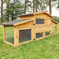 Produktbild von zooprinz XXL Hasenstall und Kaninchenstall aus massivem Holz mit Kotschublade und öffnendem Dach in Braun für Kleintiere