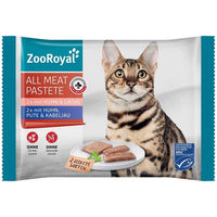 Produktbild von ZooRoyal All Meat Nassfutter für Katzen mit Geflügel, Kabeljau, Huhn und Lachs 4x85g