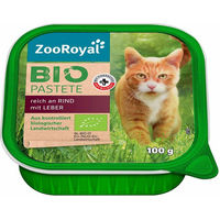 Produktbild von ZooRoyal Bio Katzenpastete mit Rind für erwachsene Katzen getreidefrei 100g - 100 g