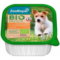 Produktbild von ZooRoyal Bio Pastete Geflügel und Rind mit Süßkartoffel und Karotte 11x150g