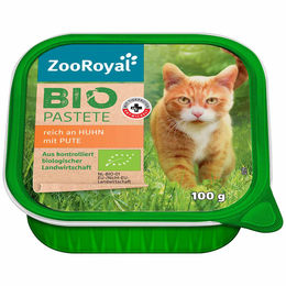 ZooRoyal Bio Pastete Huhn und Pute für erwachsene Katzen getreidefrei ohne Zucker 16x100g – Bild 1 von 3