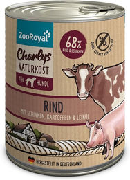Produktbild von ZooRoyal Charlys Naturkost Hundefutter Adult Rind Schinken Kartoffeln und Leinöl 800g