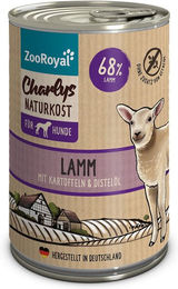 Produktbild von ZooRoyal Charlys Naturkost Hundefutter Lamm mit Kartoffeln und Distelöl Monoprotein Adult 6x400g