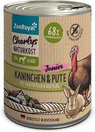 Produktbild von ZooRoyal Charlys Naturkost Junior Kaninchen Futter mit Pute Kartoffeln und Distelöl 6x800g