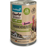 Produktbild von ZooRoyal Charlys Naturkost Junior Kaninchen und Pute mit Kartoffeln und Distelöl 6x400g