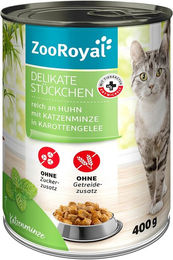 ZooRoyal Delikate Stückchen mit Katzenminze Katzenfutter 12x400 g – Bild 1 von 1