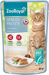 Produktbild von ZooRoyal Genuss Pastete Forelle für Katzen Adult 24x85g