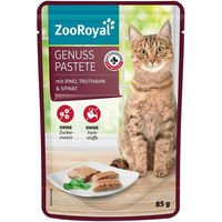 Produktbild von ZooRoyal Genuss Pastete für Katzen mit Rind, Truthahn und Spinat ohne Konservierungsstoffe 24x85g