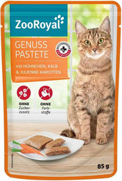 Produktbild von ZooRoyal Genuss Pastete Hühnchen und Kalb mit Karotten für ausgewachsene Hunde 24x85g