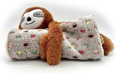 Produktbild von ZooRoyal Geschenkset mit Plüschspielzeug Faultier und Hundedecke in Braun und Grau