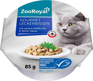 Produktbild von ZooRoyal Gourmet Leckerli Kabeljau in Sauce MSC 12x85g
