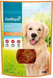 Produktbild von ZooRoyal Hühnerbrustfilets Trockenfleisch getreidefrei und ohne Zucker 3x125g