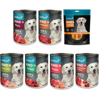 Produktbild von ZooRoyal Hund Nassfutter Rind Probierpaket mit hohem Fleischanteil 6x400g plus 200g Snack - 6 x 400 g