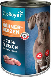 Produktbild von ZooRoyal Hunde-Nassfutter Hühnerherzen getreidefrei mit hohem Fleischanteil 6x400g