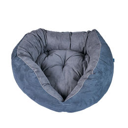 ZooRoyal Hundebett Balou aus Velours Ø 80 cm in Grau oder Blau – Bild 1 von 8