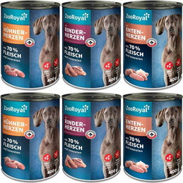 Produktbild von ZooRoyal Hundefutter Herzen Mixpaket 6x400g getreidefrei mit hohem Fleischanteil und ohne Zucker