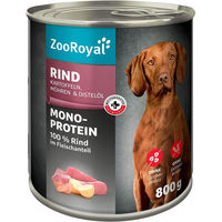 Produktbild von ZooRoyal Hundefutter Mono-Protein Rind mit Kartoffeln Möhren und Distelöl 6x800g