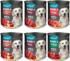 Produktbild von ZooRoyal Hundefutter Rind Adult Mixpaket mit hohem Fleischanteil 6x800g
