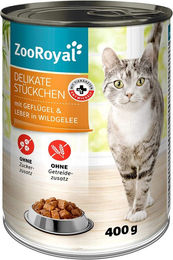 Produktbild von ZooRoyal Hundefutter Stückchen in Gelee Geflügel getreidefrei und ohne Zucker 12x400g - 12 x 400 g