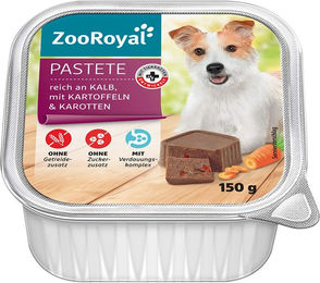 Produktbild von ZooRoyal Hundepatete Kalb und Rind getreidefrei ohne Zucker 11x150g