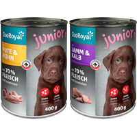 Produktbild von ZooRoyal Junior Hundefutter Mix Lamm Kalb Pute Huhn 6x400g