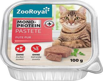 Produktbild von ZooRoyal Katzen Nassfutter Pute Monoprotein Pastete Getreidefrei Adult 16x100g