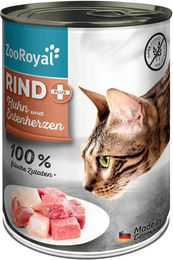 Produktbild von ZooRoyal Katzen Nassfutter Rind Huhn und Entenherzen mit hohem Fleischanteil 6x400g
