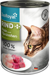 Produktbild von ZooRoyal Katzen Nassfutter Rind Pute und Kaninchen mit hohem Fleischanteil 6x400g