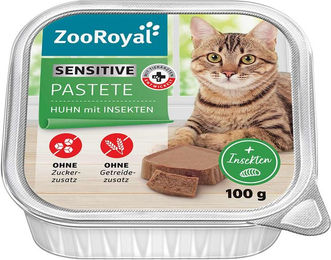 Produktbild von ZooRoyal Katzen Pastete Huhn mit Insektenprotein Sensitiv Getreidefrei Adult 16 x 100 g - 16 x 100 g