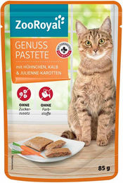 Produktbild von ZooRoyal Katzen Pastete mit Huhn, Kalb und Karotten für erwachsene Katzen 24x85g - 24 x 85 g