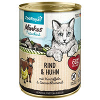 Produktbild von ZooRoyal Katzenfutter Adult Rind und Huhn mit Kartoffeln getreidefrei und ohne Zucker 6x400g