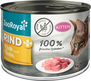Produktbild von ZooRoyal Katzenfutter Kitten Rind Kalb Huhn mit hohem Fleischanteil 12x200g