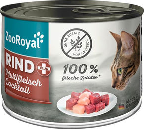 Produktbild von ZooRoyal Katzenfutter Rind und Multifleischcocktail mit hohem Fleischanteil 200g - 200 g