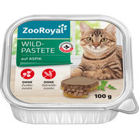 Produktbild von ZooRoyal Katzenfutter Wildpastete auf Aspik Adult Getreidefrei 16 x 100g - 16 x 100 g
