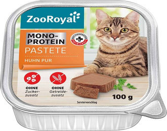 ZooRoyal Katzenpastete Huhn Pur Monoprotein Getreidefrei Adult 16x100g – Bild 1 von 2