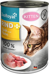 Produktbild von ZooRoyal Kitten Nassfutter Rind Kalb und Huhn mit hohem Fleischanteil 6x400g